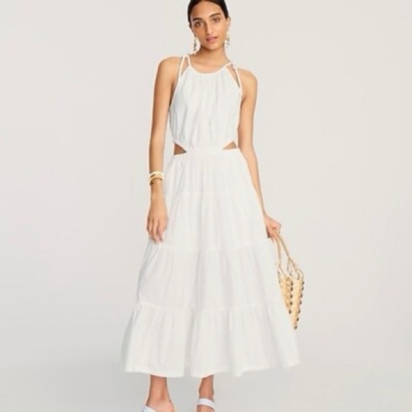 J. Crew Dresses & Skirts - J Crew Harbor Side Cutout Maxi Dress Women’s XL White Tie Strap Pockets